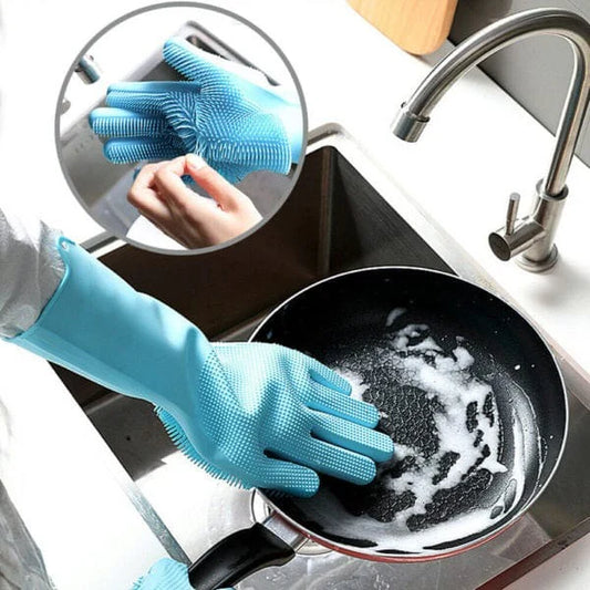 Magic Silicone Cleaning Gloves – Reusable, Heat Resistant & Multipurpose Wash Scrubber